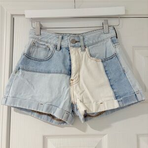PacSun Blue and White Jean Shorts Color-Block Design